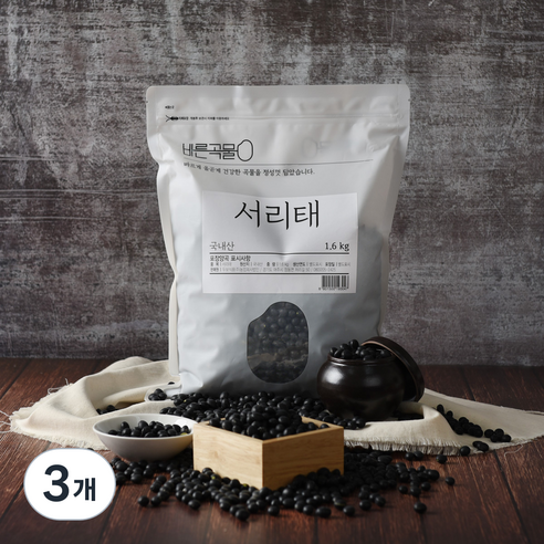 바른곡물 국산 서리태, 1.6kg, 3개