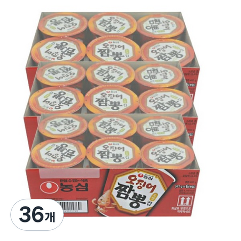 농심 오징어짬뽕 컵 67g, 6개