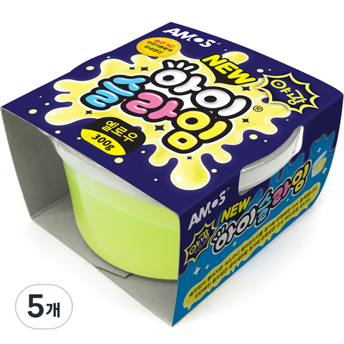 아모스 아이슬라임, 야광옐로우, 300g, 5개