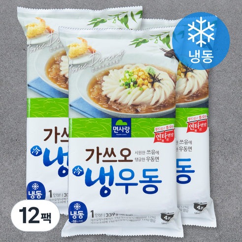 면사랑 가쓰오 냉우동 1인분 (냉동), 339g, 12팩
