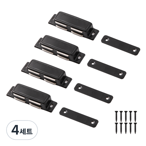 철물대장 스텐 자석 파워 빠찌링 4p 세트 블랙, 4세트