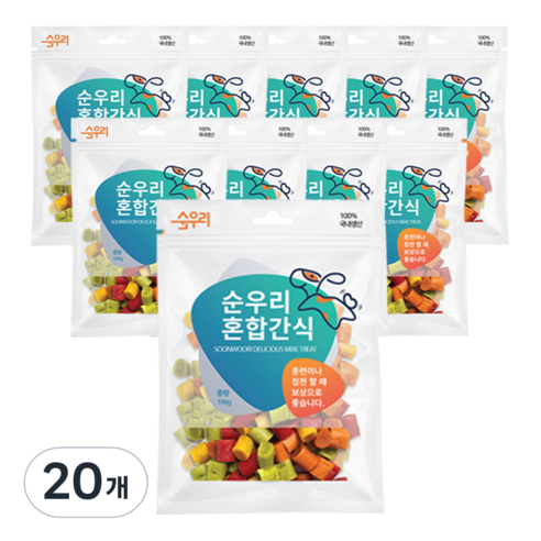 순우리 강아지 소프트 혼합 큐브 간식 100g, 닭고기, 20개