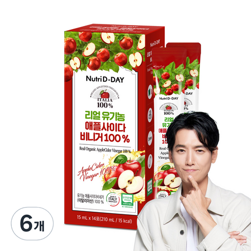 뉴트리디데이 리얼 유기농 애플사이다 비니거 14p, 210ml, 6개