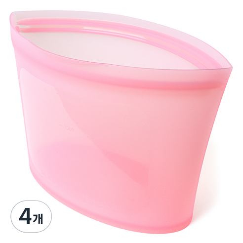 실리가든 실리콘 지퍼백 소형 500ml, 레드, 4개