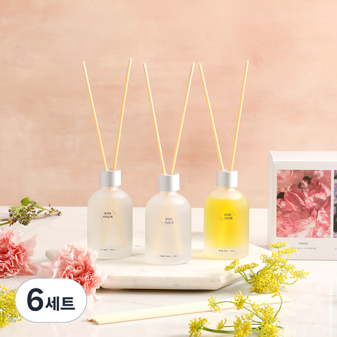 모던하우스 감성 미니어쳐 디퓨저 50ml x 3종 세트 리미티드 플라워 에디션, 꽃처럼 피어날 때, 꽃길만 거닐도록, 감귤밭 그늘아래, 6세트