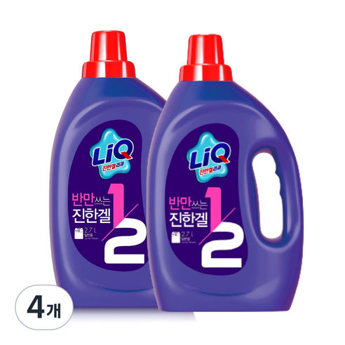 리큐 반만쓰는 진한겔 액상세제 일반용 용기, 2.7L, 4개