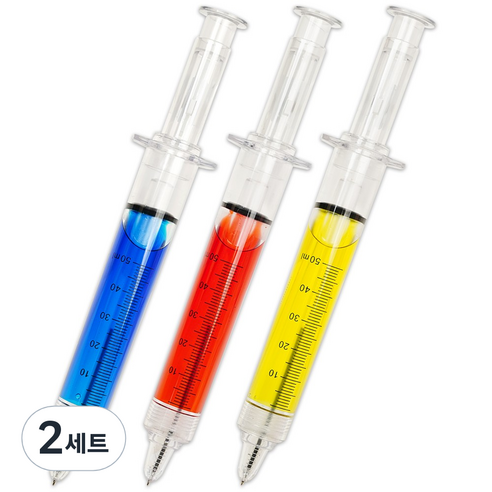 포포팬시 대왕 주사기 펜 3종 세트 0.8mm, 혼합색상, 2세트