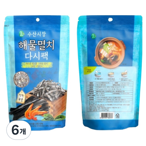 선율 수산시장 해물멸치다시팩 5p, 6개, 75g