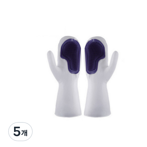 메이크미 설거지 과일손질 고온 방지 다용도 주방장갑 좌우세트, 퍼플, 5개