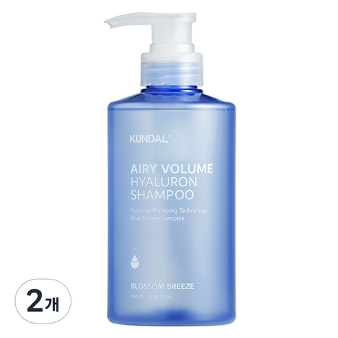 쿤달 히알루론 에어리 볼륨 샴푸 블라썸브리즈, 2개, 500ml