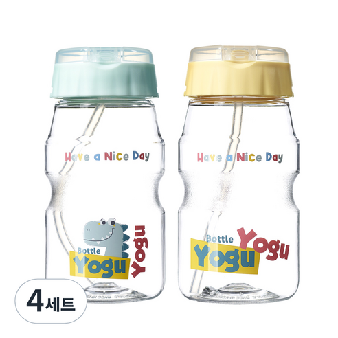 코멕스 요구요구 빨대물병 2종 세트 460ml, 민트 + 옐로우, 4세트