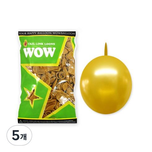 링커룬 풍선 15cm 100개입, 펄골 드, 5개