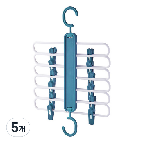 VWY 공간활용 슬라이딩 6단 치마바지걸이, 블루, 5개