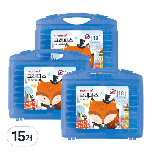 모니주 가방 크레파스 블루, 18색, 15개