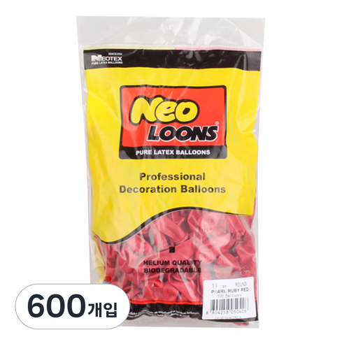 네오텍스 네오룬즈 13cm 라운드풍선, 펄 루비레드, 600개