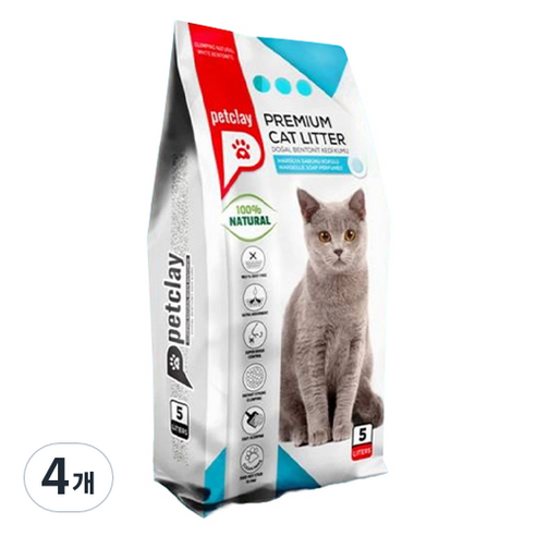 펫산 고양이 펫샌드 프리미엄 모래, 5L, 4개, 마르세유솝