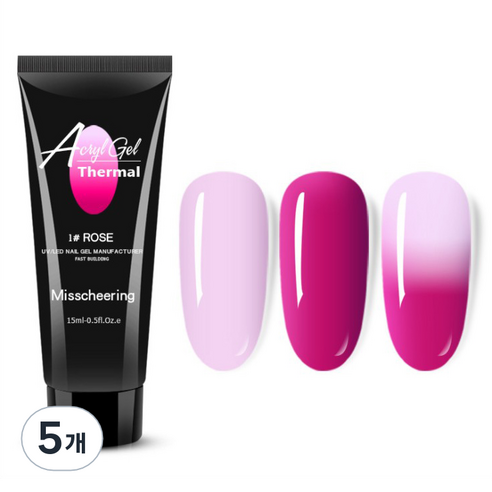 스위스녹스 셀프 네일 인조 손톱 연장 재료 온도 열 반응 폴리젤 15ml, 로즈, 5개