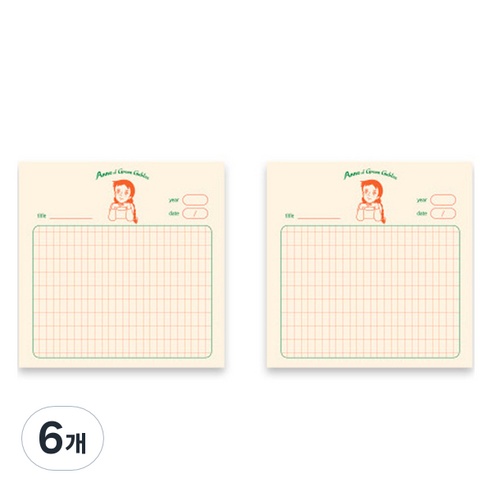 플라잉웨일즈 빨강머리앤 점착 메모패드, 상상, 1개입, 6개
