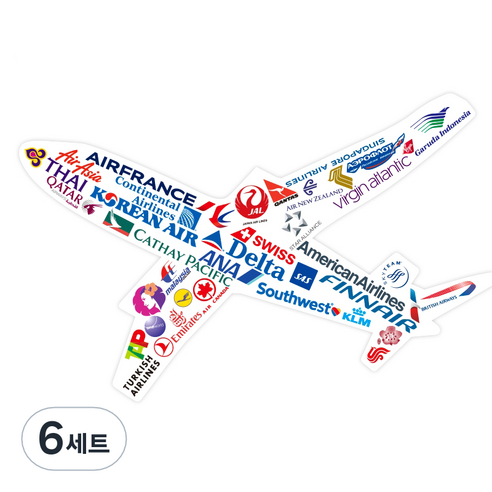 파티복닷컴 비행기 캐리어 스티커 STST0062, 혼합 색상, 6세트