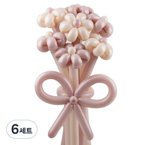 셈퍼텍스 요술풍선 데이지 튤립 꽃다발 만들기 세트, 더스크 크림핑크 2색혼합, 6세트