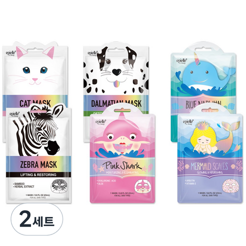 에피엘르 동물 마린 캐릭터 마스크팩 6종 세트, 1개입, 2세트