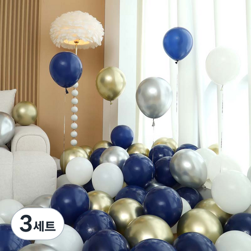 피앤비유니티 풍선 50p 세트 블루, 11 블루앤골드실버 4색혼합, 3세트