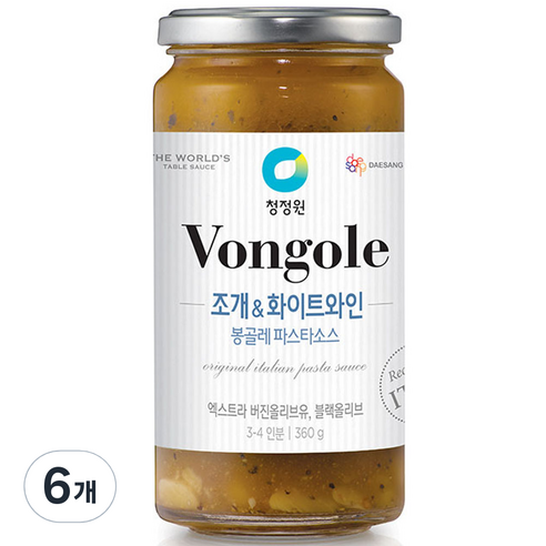 청정원 조개 앤 화이트와인 봉골레 파스타 소스, 360g, 6개