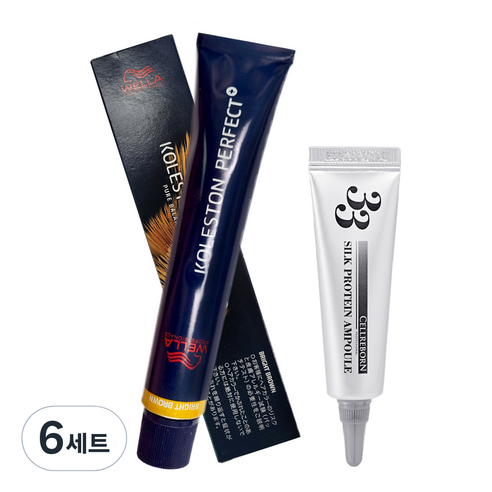 웰라 콜레스톤 퍼펙트 플러스 염모제 80g + 셀리본 33 실크 프로틴 앰플 12ml, 10/37, 6세트