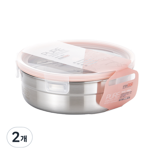 스텐락 퓨어 밀폐용기 원형 7호 1300ml, 2개