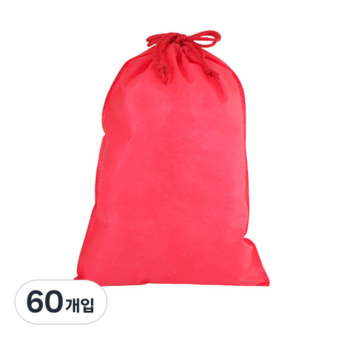 봄91 끈조리개 부직포백 25 x 35 cm, 레드, 60개입