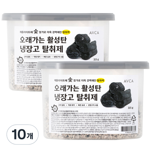 아브카 오래가는 활성탄 냉장고 탈취제, 315g, 10개