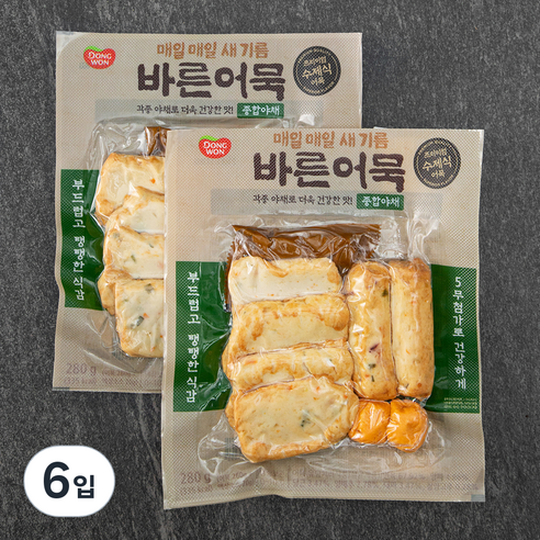 동원 바른어묵 종합야채, 280g, 6입