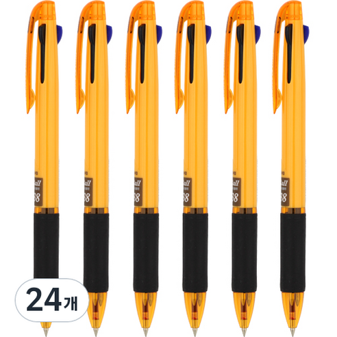 자바펜 제트3볼 3색 볼펜 0.38mm, 옐로우, 24개