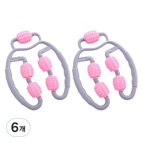 일상나눔 전신 지압 마사지 롤러 24 x 30 cm, 6개, 그레이 + 핑크
