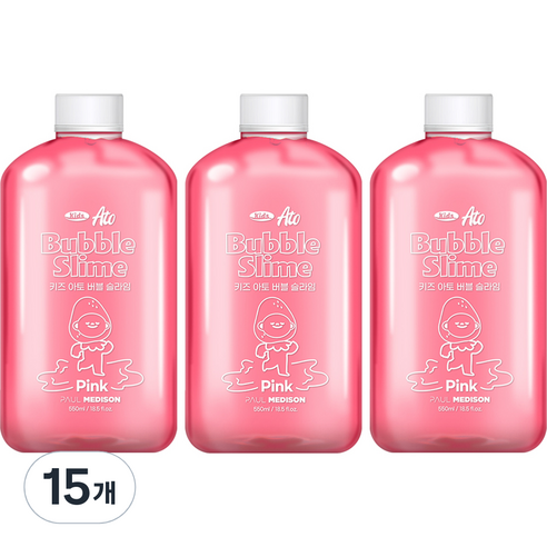 폴메디슨 대용량 키즈 아토 버블 슬라임 핑크 핑크, 15개, 550ml