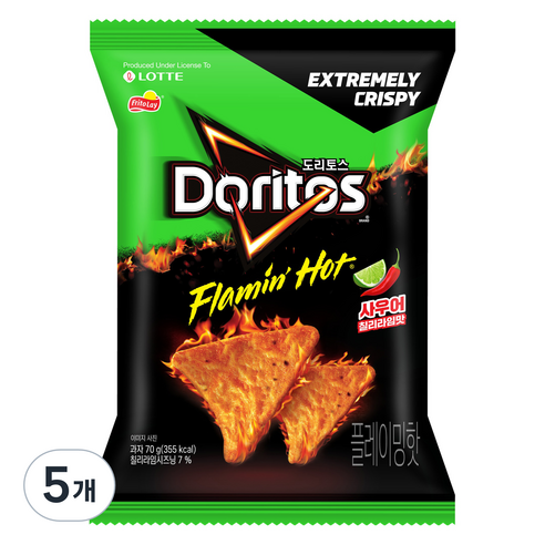 도리토스 플레이밍핫 사우어칠리라임맛, 70g, 5개