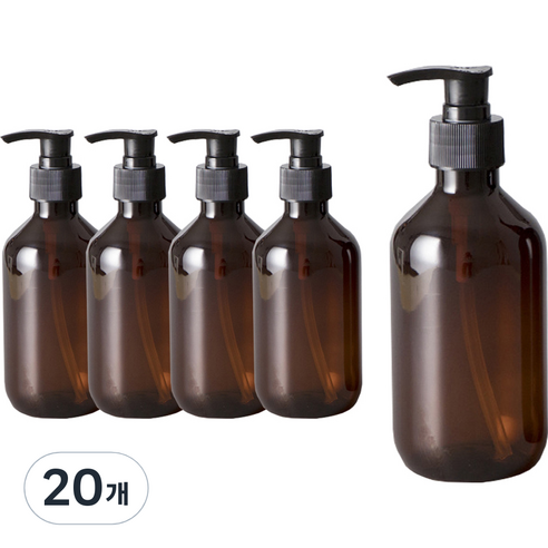 펌프 로션 샴푸 공병 용기 300ml, 갈색(용기), 20개