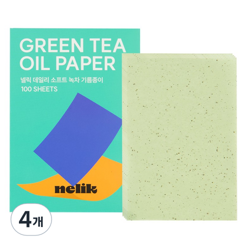 넬릭 데일리 소프트 녹차 기름종이, 4개, 100개입
