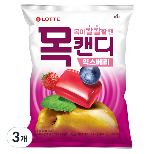 목캔디 믹스베리봉 리뉴얼, 217g, 3개