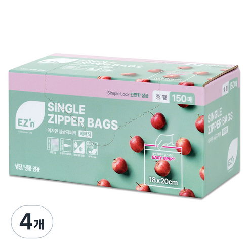 EZn이지엔 베이직 싱글지퍼백, 중(M), 4개, 150개