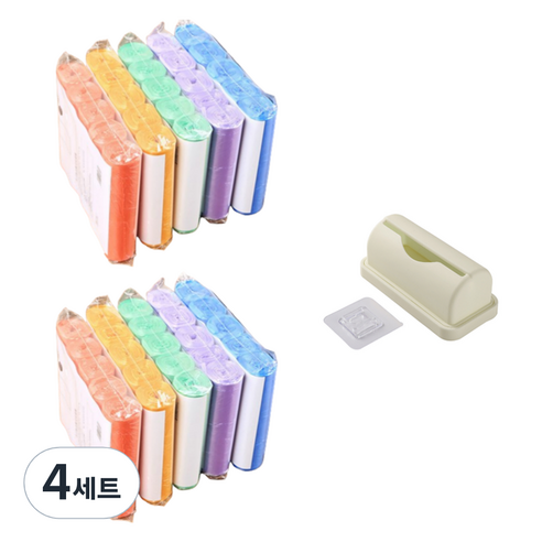 홈앤코 다용도 쓰레기봉투 10L 600p 랜덤발송 + 비닐 거치대 세트, 4세트