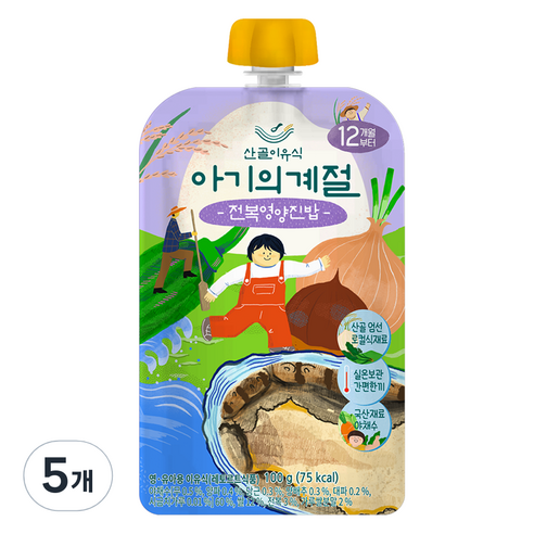 에코맘의산골이유식 유아용 아기의 계절 완료기 전복영양진밥, 100g, 5개