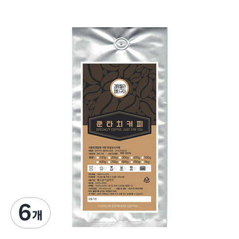 쿤타치커피 과테말라 안티구아 원두커피, 더치커피, 200g, 6개