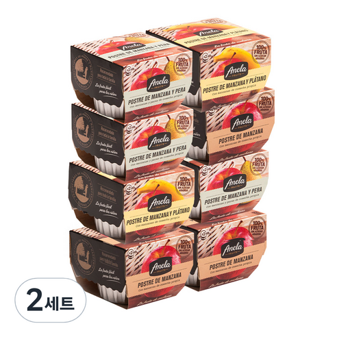 아넬라 100% 생과일 프리미엄 디저트 베스트 8p 세트, 혼합맛(사과/배), 사과, 바나나, 200g, 2세트