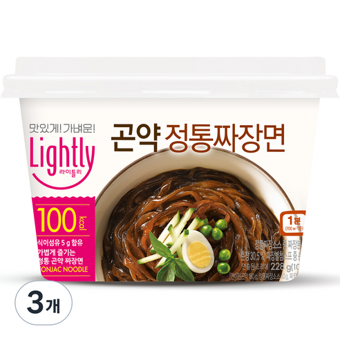 라이틀리 곤약 정통 짜장면, 228g, 3개
