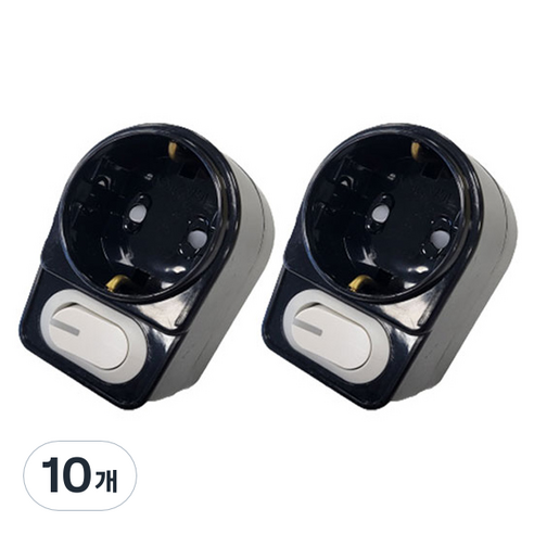 에코파워탭 절전형 LED L자 멀티탭 1구 PS-TS, 8.2cm, 블랙, 10개