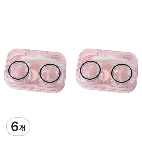 헬씨닷 심플 투명 콘텍트렌즈통, 블랙, 6개