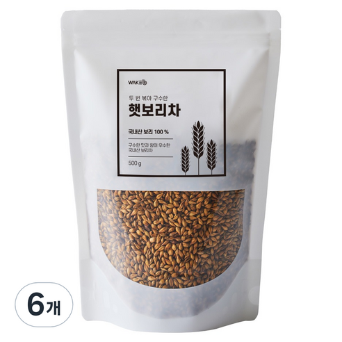 웨이크비 두 번 볶아 구수한 햇보리차, 500g, 6개, 1개입