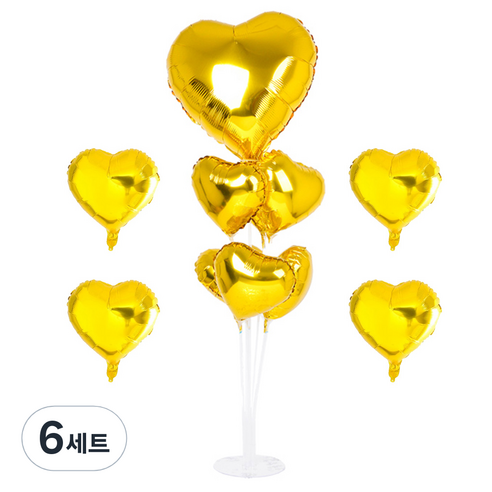 파티쇼 풍선꽂이장식세트 70cm, 하트골드, 6세트