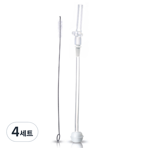 키즈미 추달린 빨대컵 빨대리필 & 브러쉬 세트, 빨대리필(투명), 브러쉬(스틸색상), 4세트